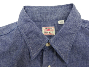 Sugar Cane Chambray Shirt Men's Lightweight Long Sleeve Button Up Plain Work Shirt SC27850 421 Blue
