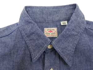 Sugar Cane Chambray Shirt Men's Lightweight Long Sleeve Button Up Plain Work Shirt SC27850 421 Blue