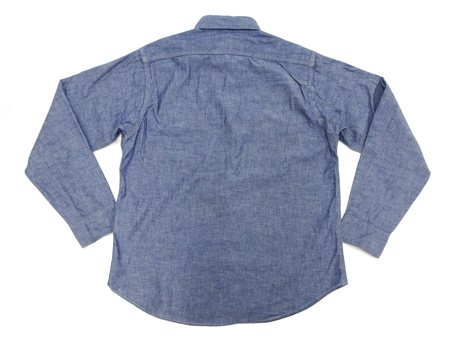 Sugar Cane Chambray Shirt Men's Lightweight Long Sleeve Button Up Plain Work Shirt SC27850 421 Blue