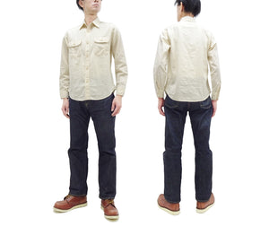 Sugar Cane Chambray Shirt Men's Lightweight Long Sleeve Button Up Plain Work Shirt SC27851 401 Ecru