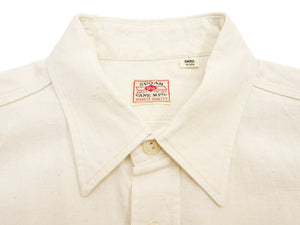 Sugar Cane Men's Off-White Chambray Long-Sleeve Work Shirt, 1950s-Inspired American Workwear Design, 100% Cotton, One-Wash, Made in Japan (SC27851 401A Ecru-Toned Off-White)