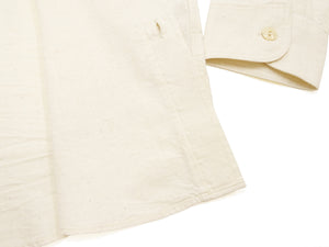 Sugar Cane Men's Off-White Chambray Long-Sleeve Work Shirt, 1950s-Inspired American Workwear Design, 100% Cotton, One-Wash, Made in Japan (SC27851 401A Ecru-Toned Off-White)
