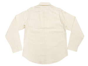 Sugar Cane Men's Off-White Chambray Long-Sleeve Work Shirt, 1950s-Inspired American Workwear Design, 100% Cotton, One-Wash, Made in Japan (SC27851 401A Ecru-Toned Off-White)