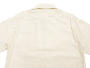 Sugar Cane Men's Off-White Chambray Long-Sleeve Work Shirt, 1950s-Inspired American Workwear Design, 100% Cotton, One-Wash, Made in Japan (SC27851 401A Ecru-Toned Off-White)