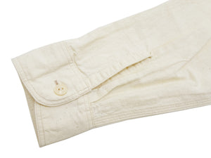 Sugar Cane Men's Off-White Chambray Long-Sleeve Work Shirt, 1950s-Inspired American Workwear Design, 100% Cotton, One-Wash, Made in Japan (SC27851 401A Ecru-Toned Off-White)