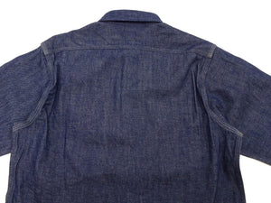 Sugar Cane Denim Shirt Men's Long Sleeve Button Up Plain Jean Work Shirt SC27852 421 Indigo One Wash