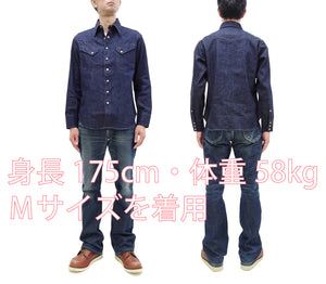 Sugar Cane Denim Shirt Men's Casual Long Sleeve Button Up Plain Jean Western Shirt SC28190 421 Blue Indigo One Wash