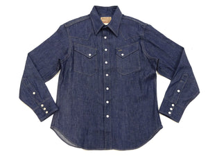 Sugar Cane Denim Shirt Men's Casual Long Sleeve Button Up Plain Jean Western Shirt SC28190 421 Blue Indigo One Wash