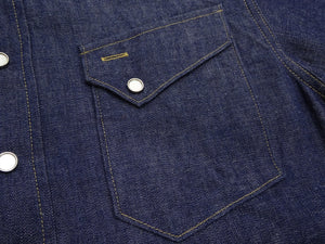 Sugar Cane Men's Vintage-Inspired Long-Sleeve Denim Western Shirt, Approx. 8 oz. 100% Cotton, Snap Front, One-Wash, Made in Japan (SC28190, 421A Dark Indigo)