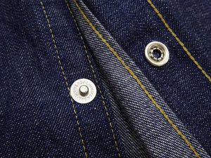 Sugar Cane Men's Vintage-Inspired Long-Sleeve Denim Western Shirt, Approx. 8 oz. 100% Cotton, Snap Front, One-Wash, Made in Japan (SC28190, 421A Dark Indigo)