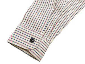 Sugar Cane Dobby Stripe Shirt Men's Mediumweight Long Sleeve Button Up Work Shirt SC29146 105 Off-White