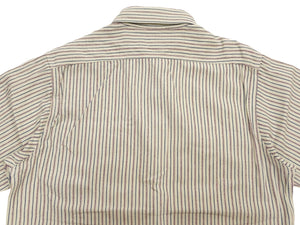 Sugar Cane Men's Dobby Stripe Work Shirt, 100% Cotton Long-Sleeve Button-Up Shirt, One-Wash, Made in Japan (SC29146 105 Off White)