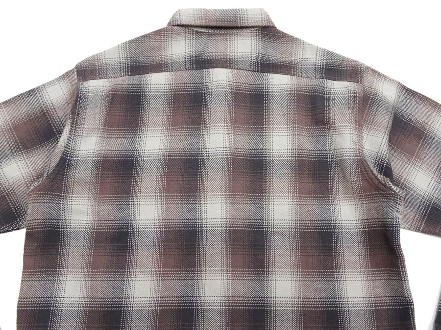 Sugar Cane Ombre Plaid Shirt Men's Mediumweight Cotton Twill Long