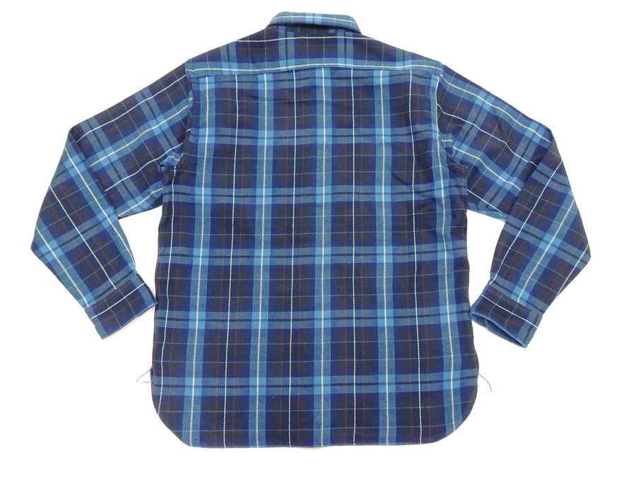 Sugar Cane Plaid Shirt Men's Mediumweight Cotton Twill Long Sleeve Button Up Work Shirt SC29151 125 Blue