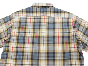 Sugar Cane Plaid Shirt Men's Mediumweight Cotton Twill Long Sleeve Button Up Work Shirt SC29151 133 Beige