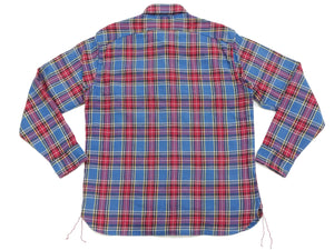 Sugar Cane Plaid Shirt Men's Heavyweight Cotton Twill Long Sleeve Button Up Work Shirt SC29158 125 Blue