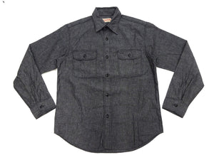 Sugar Cane Chambray Shirt Men's Lightweight Long Sleeve Button Up Plain Work Shirt SC29159 411 Black