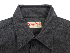 Sugar Cane Chambray Shirt Men's Lightweight Long Sleeve Button Up Plain Work Shirt SC29159 411 Black