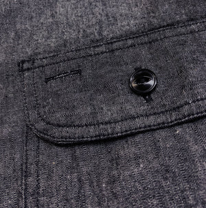 Sugar Cane Chambray Shirt Men's Lightweight Long Sleeve Button Up Plain Work Shirt SC29159 411 Black
