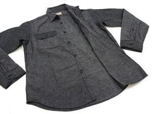 Sugar Cane Chambray Shirt Men's Lightweight Long Sleeve Button Up Plain Work Shirt SC29159 411 Black