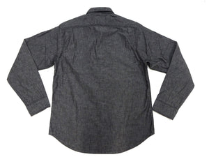 Sugar Cane Chambray Shirt Men's Lightweight Long Sleeve Button Up Plain Work Shirt SC29159 411 Black