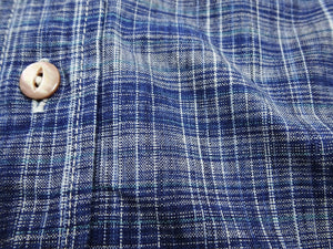 Sugar Cane Indigo Kasuri Shirt Men's Medium-Weight Long Sleeve 