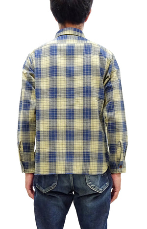 Sugar Cane Plaid Shirt Men's Mediumweight Cotton Twill Long Sleeve Button Up Work Shirt SC29358 133 Beige