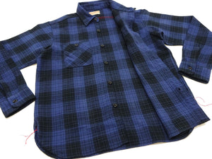 Sugar Cane Plaid Shirt Men's Mediumweight Cotton Twill Long Sleeve Button Up Work Shirt SC29358 128Navy-Blue