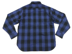 Sugar Cane Plaid Shirt Men's Mediumweight Cotton Twill Long Sleeve Button Up Work Shirt SC29358 128Navy-Blue