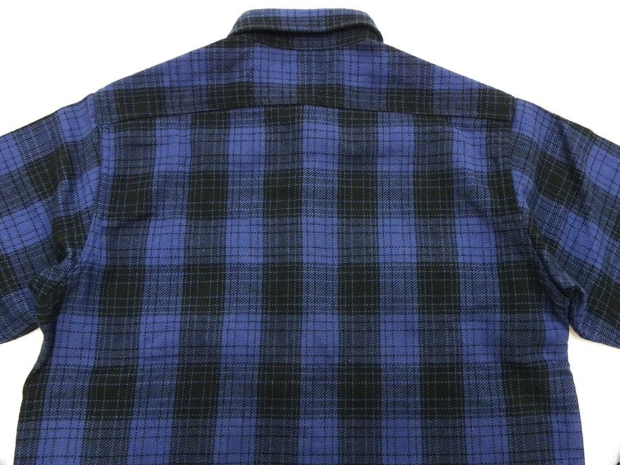 Sugar Cane Plaid Shirt Men's Mediumweight Cotton Twill Long Sleeve Button Up Work Shirt SC29358 128Navy-Blue