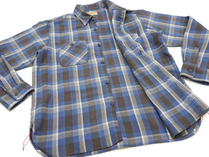 Sugar Cane Plaid Shirt Men's Mediumweight Cotton Twill Long Sleeve Button Up Work Shirt SC29361 125 Blue