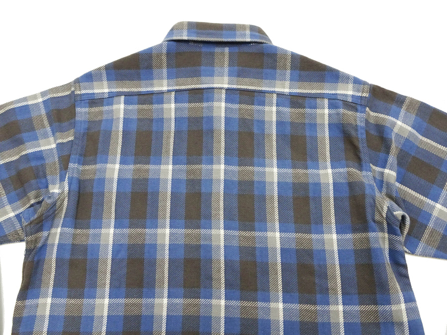 Sugar Cane Plaid Shirt Men's Mediumweight Cotton Twill Long Sleeve Button Up Work Shirt SC29361 125 Blue