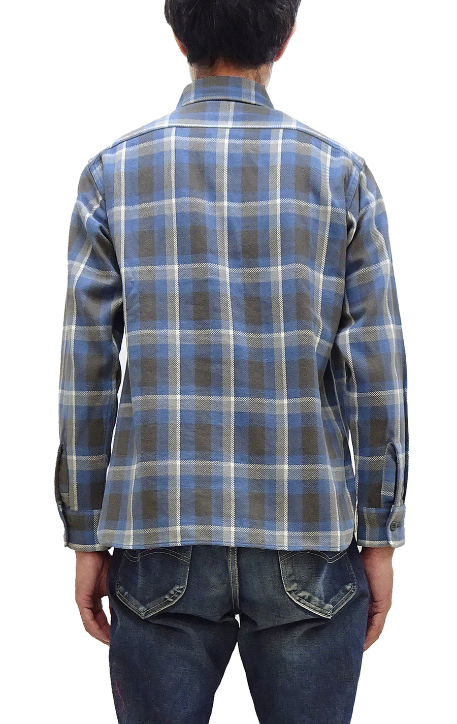 Sugar Cane Plaid Shirt Men's Mediumweight Cotton Twill Long Sleeve Button Up Work Shirt SC29361 125 Blue