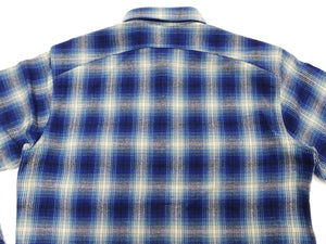 Sugar Cane Plaid Shirt Men's Fiction Romance Mediumweight Cotton Twill Long Sleeve Button Up Work Shirt SC29366 128 Navy-Blue