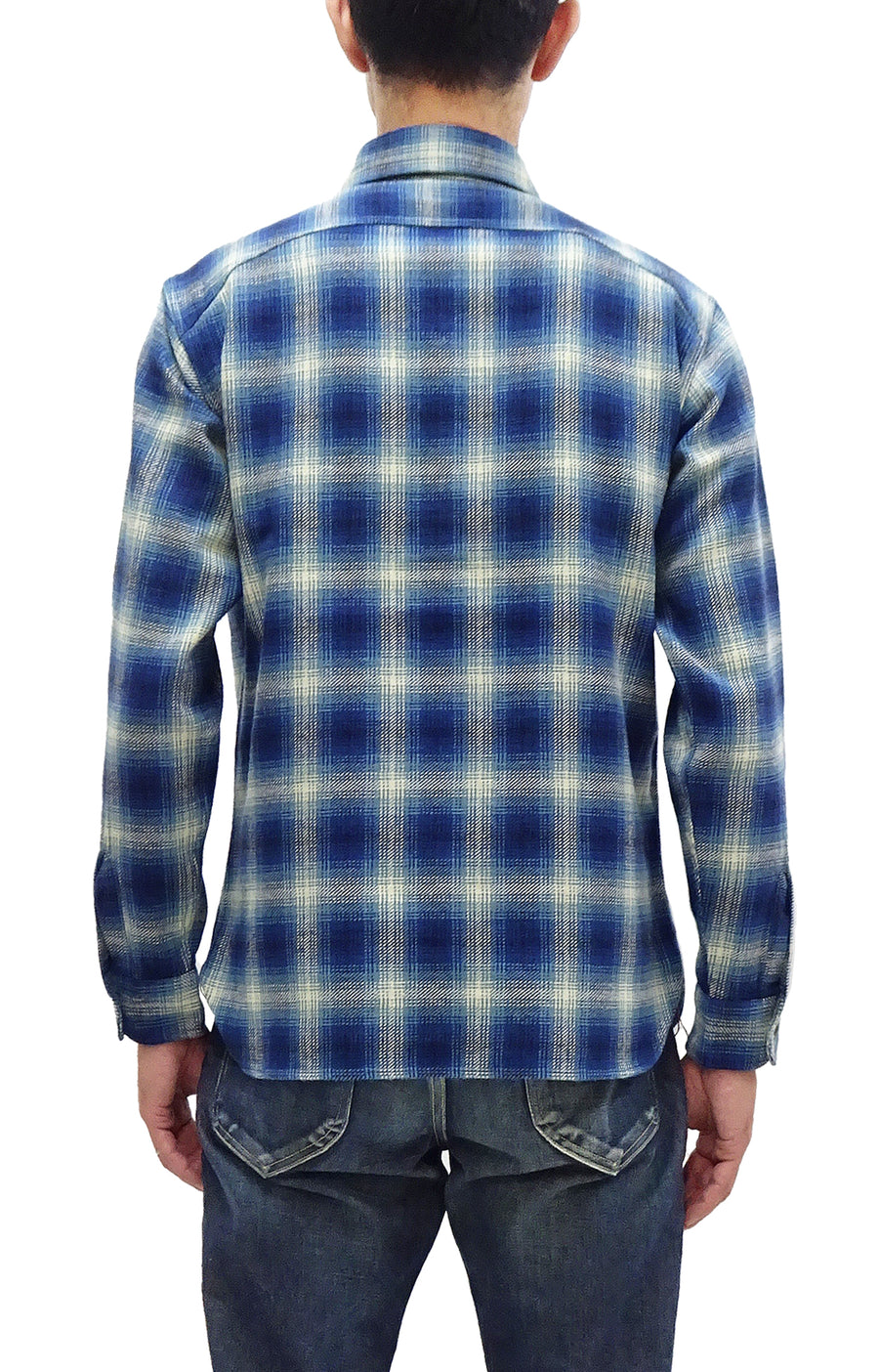 Sugar Cane Plaid Shirt Men's Fiction Romance Mediumweight Cotton Twill Long Sleeve Button Up Work Shirt SC29366 128 Navy-Blue