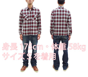 Sugar Cane Plaid Shirt Men's Fiction Romance Mediumweight Cotton Twill Long Sleeve Button Up Work Shirt SC29366 165 Red