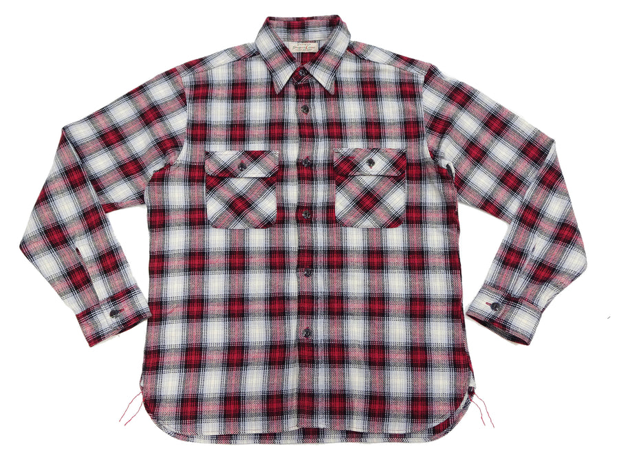 Sugar Cane Plaid Shirt Men's Fiction Romance Mediumweight Cotton Twill Long Sleeve Button Up Work Shirt SC29366 165 Red