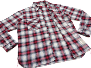 Sugar Cane Plaid Shirt Men's Fiction Romance Mediumweight Cotton Twill Long Sleeve Button Up Work Shirt SC29366 165 Red