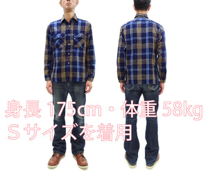 Sugar Cane Indigo Plaid Shirt Men's Fiction Romance Japanese Style Long Sleeve Button Up Work Shirt SC29386