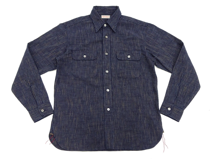 Sugar Cane Indigo Stripe Shirt Men's Fiction Romance Japanese Style Long Sleeve Button Up Work Shirt SC29385