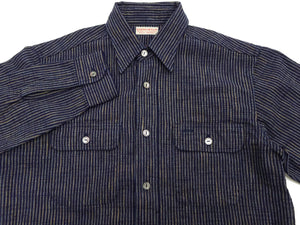 Sugar Cane Indigo Stripe Shirt Men's Fiction Romance Japanese Style Long Sleeve Button Up Work Shirt SC29385