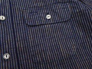 Sugar Cane Indigo Stripe Shirt Men's Fiction Romance Japanese Style Long Sleeve Button Up Work Shirt SC29385