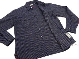 Sugar Cane Indigo Stripe Shirt Men's Fiction Romance Japanese Style Long Sleeve Button Up Work Shirt SC29385