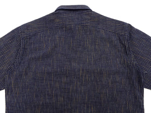 Sugar Cane Indigo Stripe Shirt Men's Fiction Romance Japanese Style Long Sleeve Button Up Work Shirt SC29385