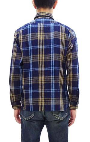 Sugar Cane Indigo Plaid Shirt Men's Fiction Romance Japanese Style Long Sleeve Button Up Work Shirt SC29386