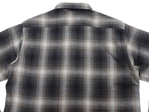 Sugar Cane Men's Long Sleeve Ombre Plaid Work Shirt - 100% Cotton Twill, One-Wash, Made in Japan (SC29561 119 Black)