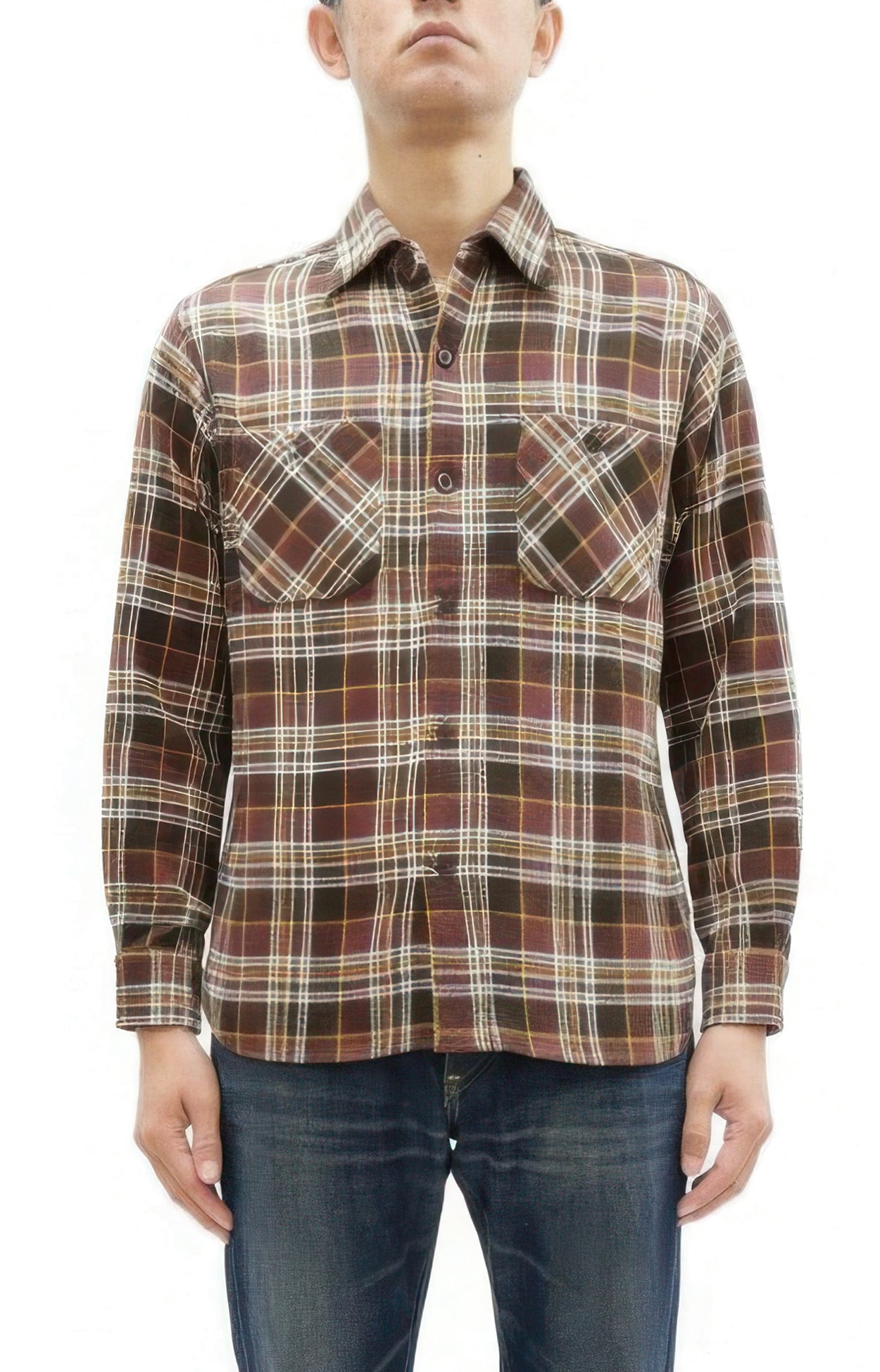 One Rodeo Sugar Cane Men's Long Sleeve Plaid Work Shirt - 100% Cotton Twill, One ...