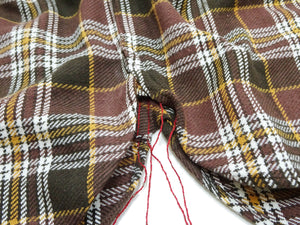 Sugar Cane Men's Long Sleeve Plaid Work Shirt - 100% Cotton Twill, One-Wash, Made in Japan (SC29564 138 Brown)