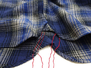 Sugar Cane Men's Vintage-Style Brushed Plaid Flannel Long-Sleeve Work Shirt - Fiction Romance Collection - 100% Cotton Herringbone Twill, Made in Japan (SC29584 128 Navy Blue)