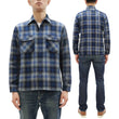 Load image into Gallery viewer, Sugar Cane Men&#39;s Vintage-Style Brushed Plaid Flannel Long-Sleeve Work Shirt - Fiction Romance Collection - 100% Cotton Herringbone Twill, Made in Japan (SC29584 128 Navy Blue)

